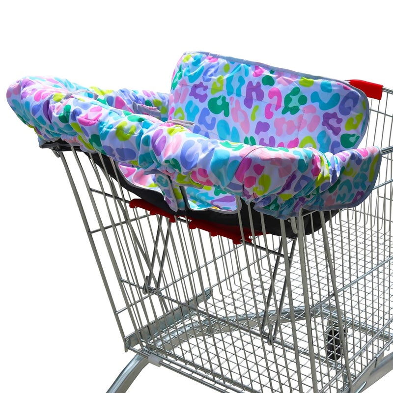 Gowraps 2-in-1 Shopping Cart and High Chair Cover-Grocery Cart Cover for Babies Toddlers Infants Resturant Highchair Cover-Padded Folds to Portable Pouch for Baby Boy Girl (Colorful) - Image 2